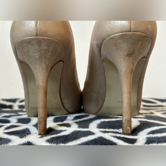 Enzo Angiolini Champagne Gold Peep Toe Heels Women’s Size 7M Designer Formal - Picture 5 of 13